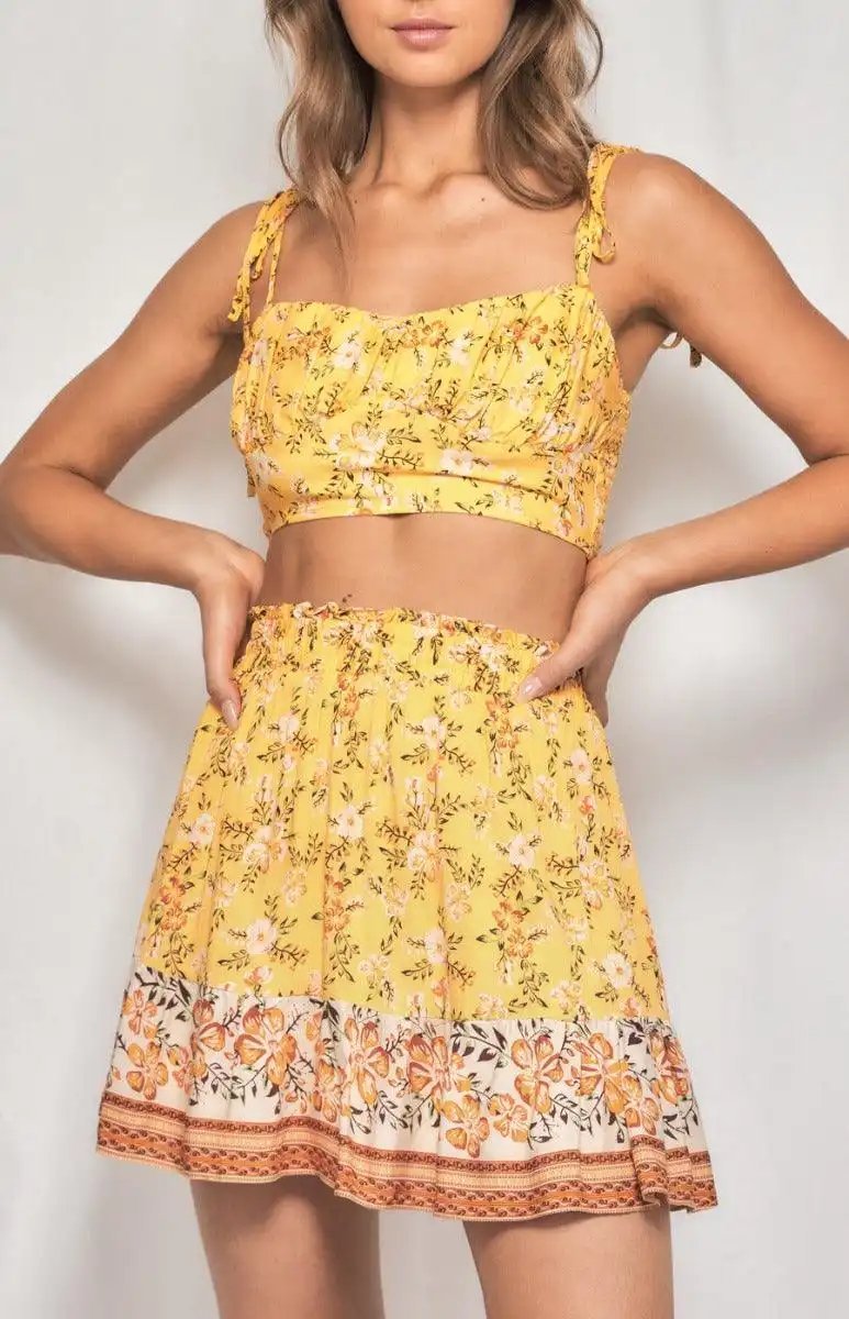 Boho Tie Crop Top & Skirt - Shweetcheeks Collection