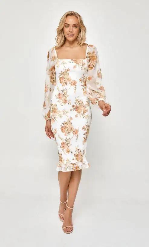 Floral Shirred Midi Dress - Shweetcheeks Collection