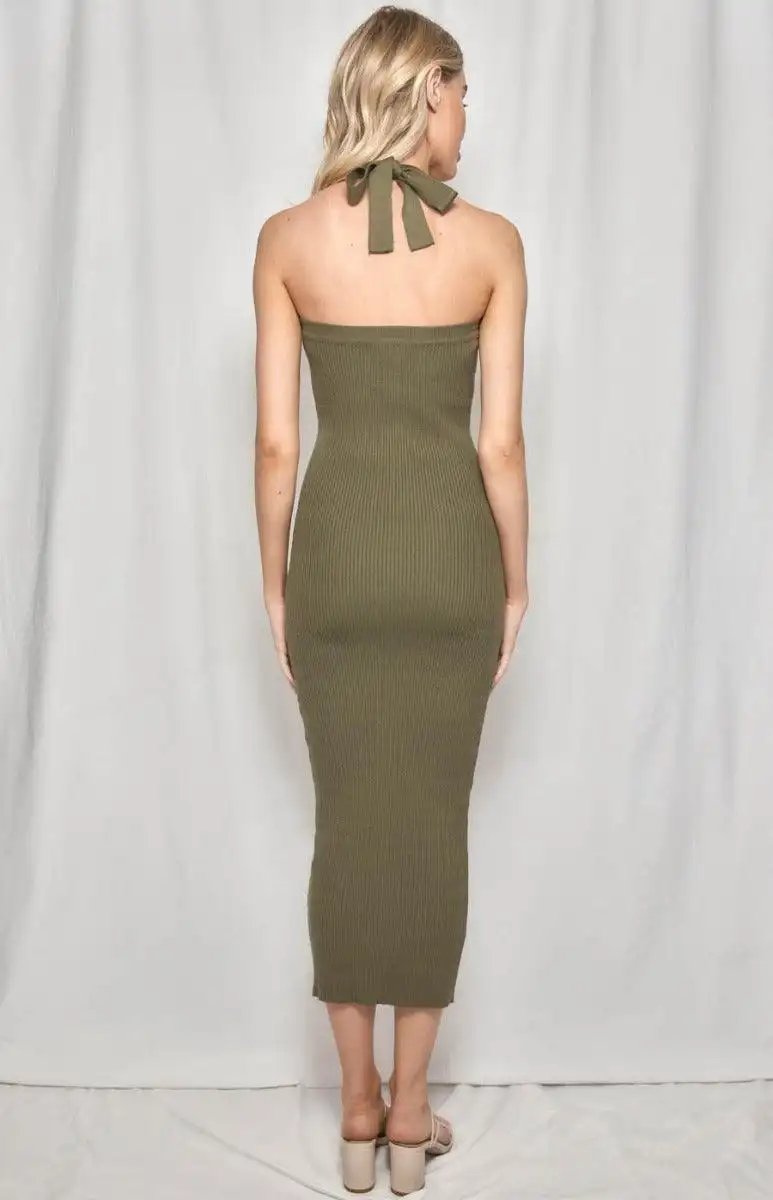 Halter Neck Knit Midi Dress - Shweetcheeks Collection