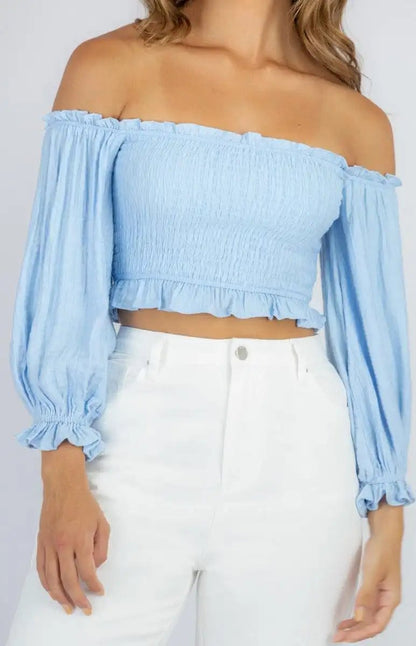 Shirred 3/4 Sleeves Top - Shweetcheeks Collection